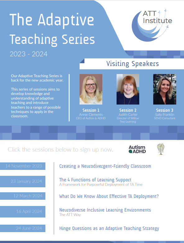 ATT Institute (@attinstitute) on Twitter photo This year's final Adaptive Teaching session for <a href="/AcademyTrust/">Academy Transformation Trust</a> colleagues is on Monday at 4pm, when we'll be finding out about Hinge Questions as a strategy with the wonderful <a href="/BrazBev/">Bev Brazier</a> - sign up to join us via the Institute SharePoint page! ✈️
#TransformingPD #TransfomringLives This year's final Adaptive Teaching session for <a href="/AcademyTrust/">Academy Transformation Trust</a> colleagues is on Monday at 4pm, when we'll be finding out about Hinge Questions as a strategy with the wonderful <a href="/BrazBev/">Bev Brazier</a> - sign up to join us via the Institute SharePoint page! ✈️
#TransformingPD #TransfomringLives