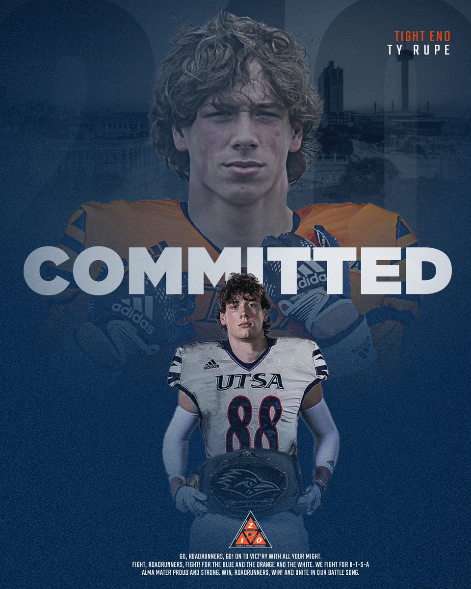 Ty Rupe (@_tyrupe) on Twitter photo I can’t pass up the opportunity to play for <a href="/CoachTraylor/">Jeff Traylor</a> and his staff.
100% committed <a href="/UTSAFTBL/">UTSA Football 🏈</a> I can’t pass up the opportunity to play for <a href="/CoachTraylor/">Jeff Traylor</a> and his staff.
100% committed <a href="/UTSAFTBL/">UTSA Football 🏈</a>