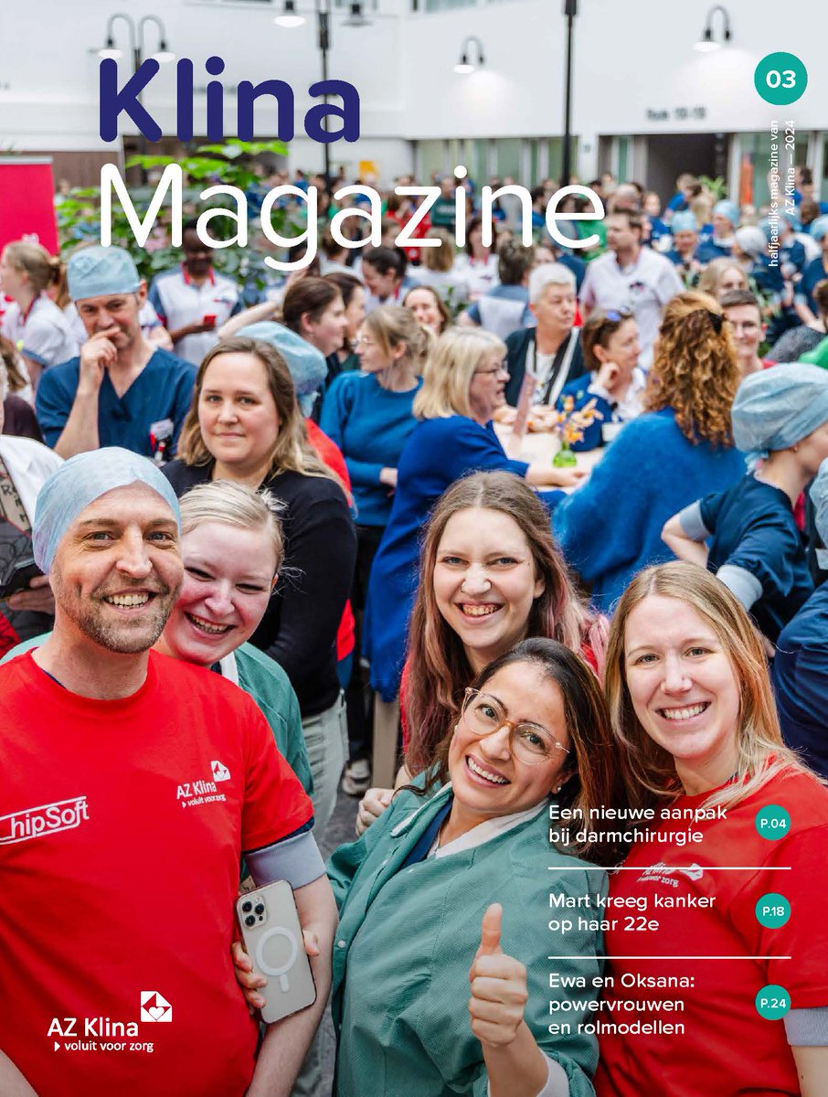Ons Klina magazine al gelezen? Met in dit nummer focus op sneller herstel na een darmoperatie, een blik achter de schermen bij CSA, kanker krijgen als je jong bent en 2 Klina-medewerkers als rolmodel in project ‘Empower(h)aar’. azklina.be/sites/default/…