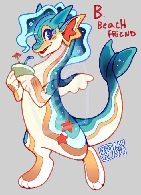 Summery Dragon Pals Adoptables Pool  Friend and Beach Friend are each 80 USD, plz comment to claim first before dm'ing if interested! <3 