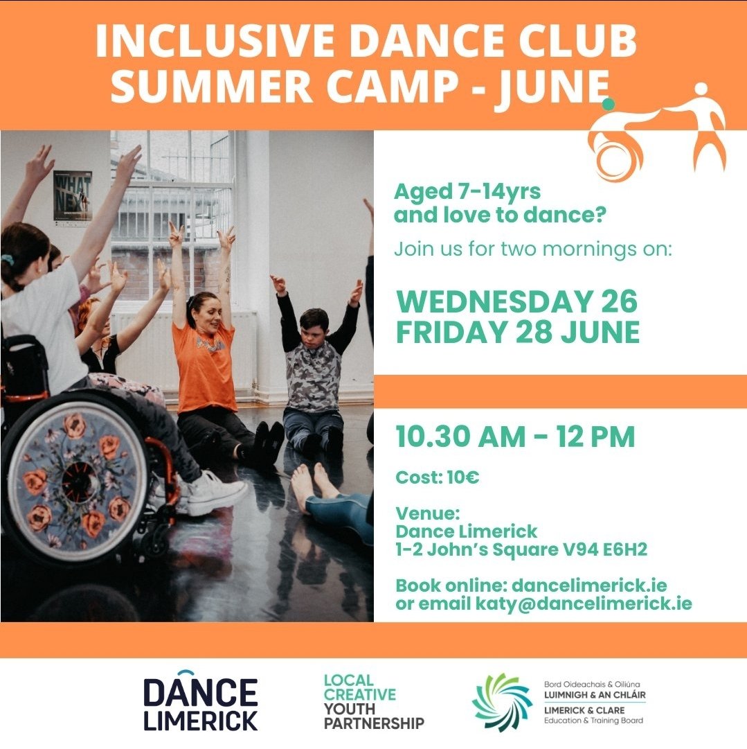 Limk & Clare ETB Local Creative Youth Partnership (@limclareetb_cyp) on Twitter photo Local Creative Youth Partnership and <a href="/DanceLimerick/">Dance Limerick</a> are running a summer camp next week!
Check it out! Local Creative Youth Partnership and <a href="/DanceLimerick/">Dance Limerick</a> are running a summer camp next week!
Check it out!