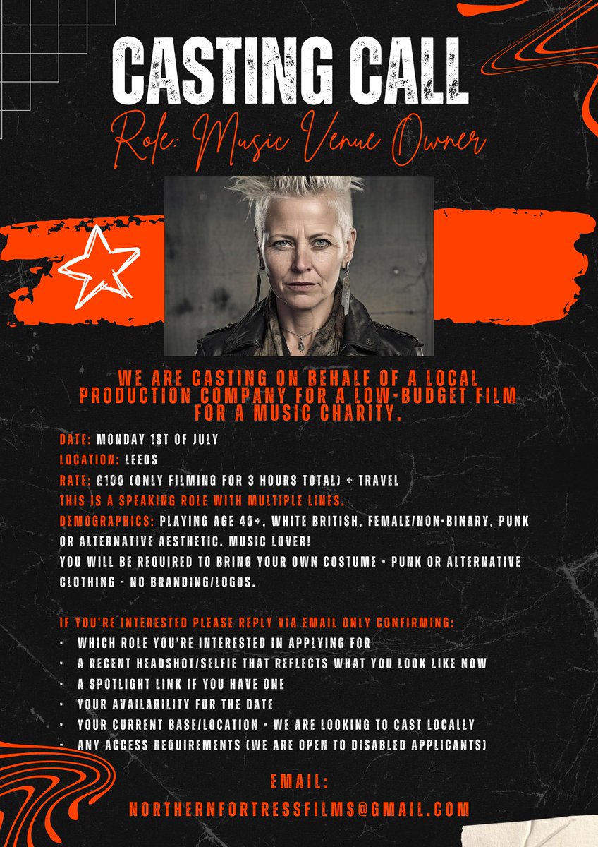 #Castingcall for a low-budget music charity film in Leeds

Please share!