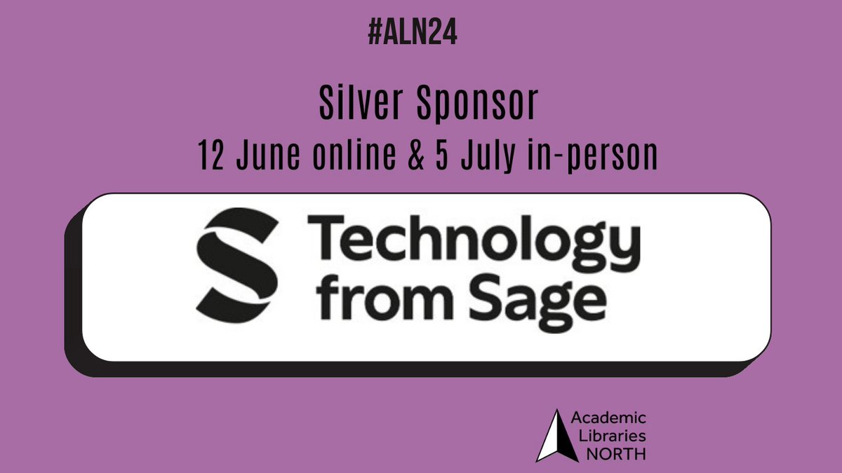 AcadLibsNorth's tweet image. We are looking forward to welcoming our silver sponsors, Technology from Sage, at the in-person day of the ALN Conference 2024.
@talis @leanlibrary 
#ALN24