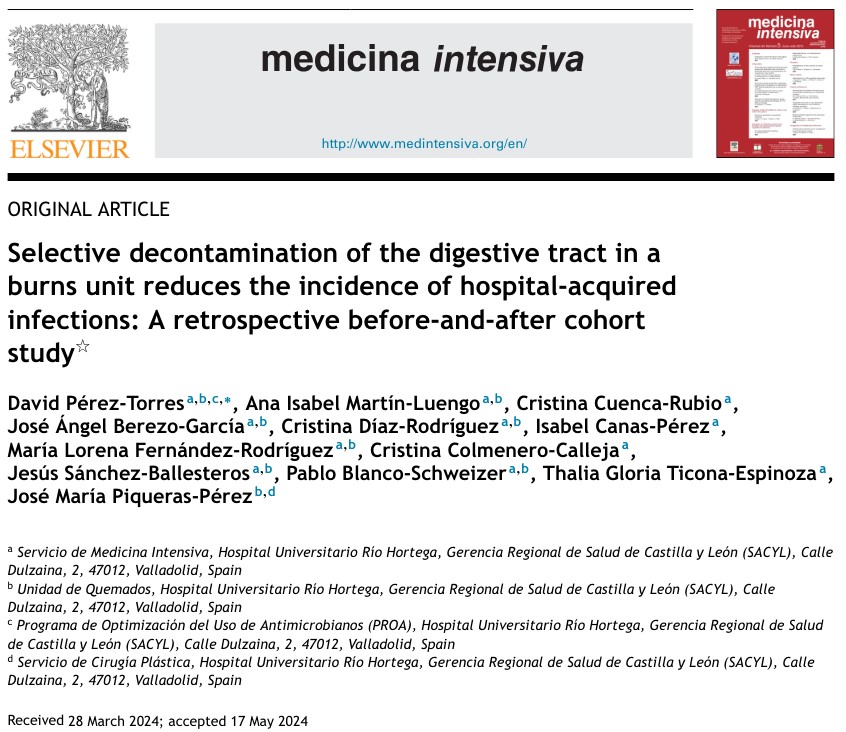 🔥 Infections in critically ill burn patients?

👉Discover how this approach can improve patient outcomes!

📄Selective decontamination of the digestive tract in a burns unit reduces hospital-acquired infections

🆓authors.elsevier.com/a/1jHaZ7kDfM6u…

<a href="/semicyuc/">SEMICYUC</a> <a href="/intensiva_med/">MedIntensiva</a> #FOAMcc