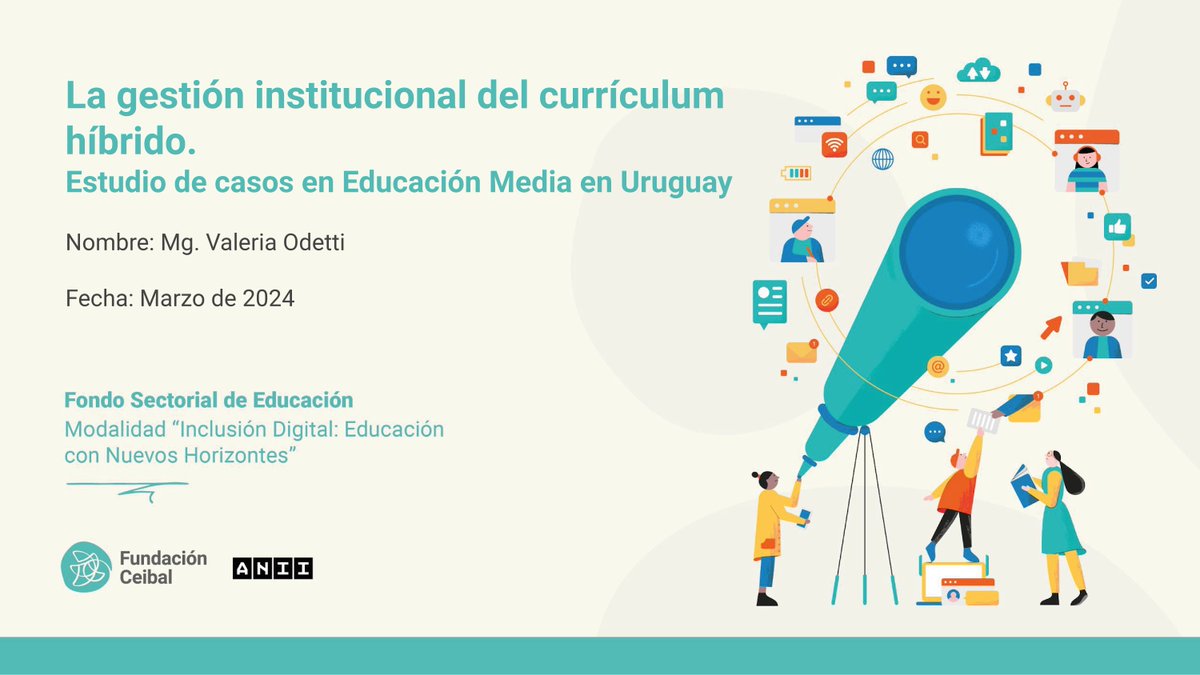 📌Valeria Odetti llevó adelante el proyecto de investigación👉La gestión institucional de un currículo híbrido. Estudio de casos en educación media en Uruguay📝en el marco del #FSED❗️<a href="/ANIIuy/">ANII - Uruguay</a> <a href="/FLACSOUruguay/">FLACSO Uruguay 🇺🇾</a> 
➕INFO fundacionceibal.info/3VRpjr6