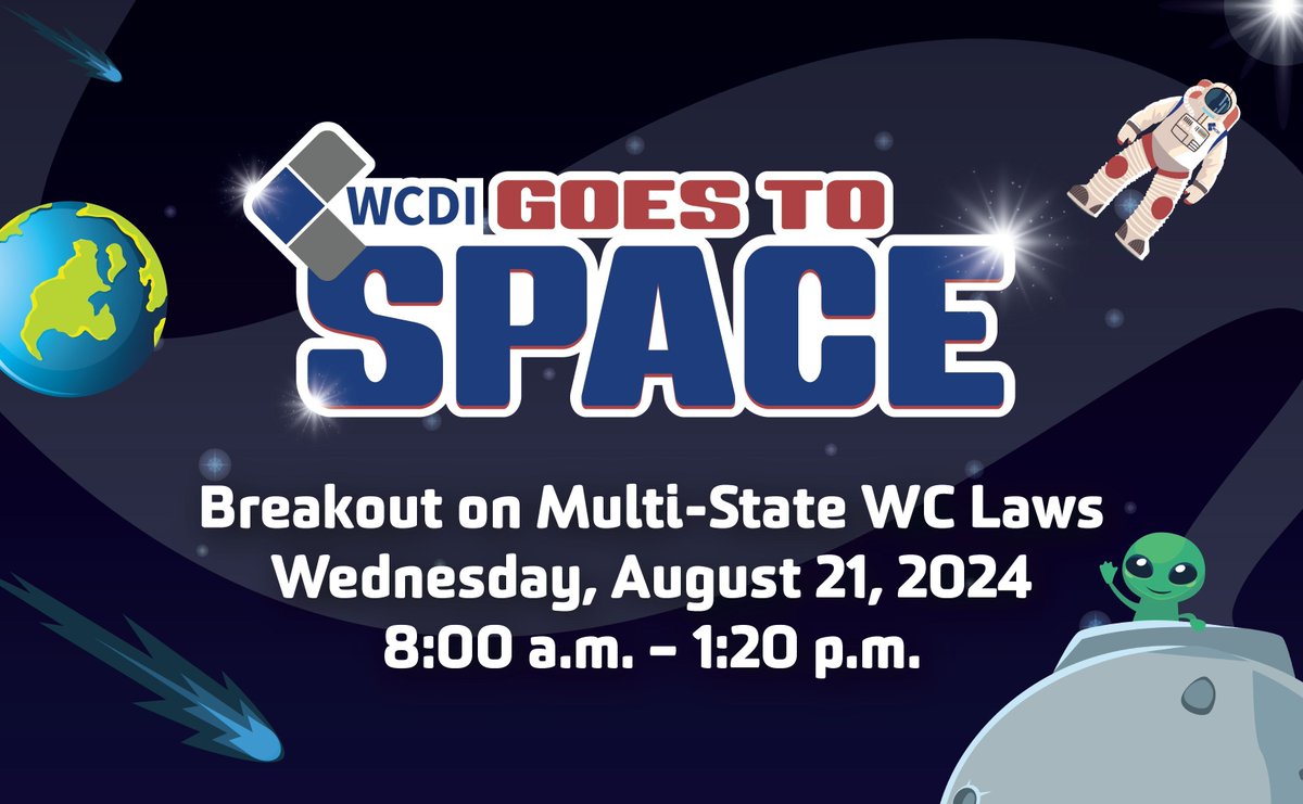 WCDefenseInst's tweet photo. Expand your universe of workers’ comp. law knowledge with the WCDI 2024 Multi-State Day on Aug. 21 in Orlando! #WCI2024 https://t.co/46p7d39ZJq https://t.co/a12XGYusuI