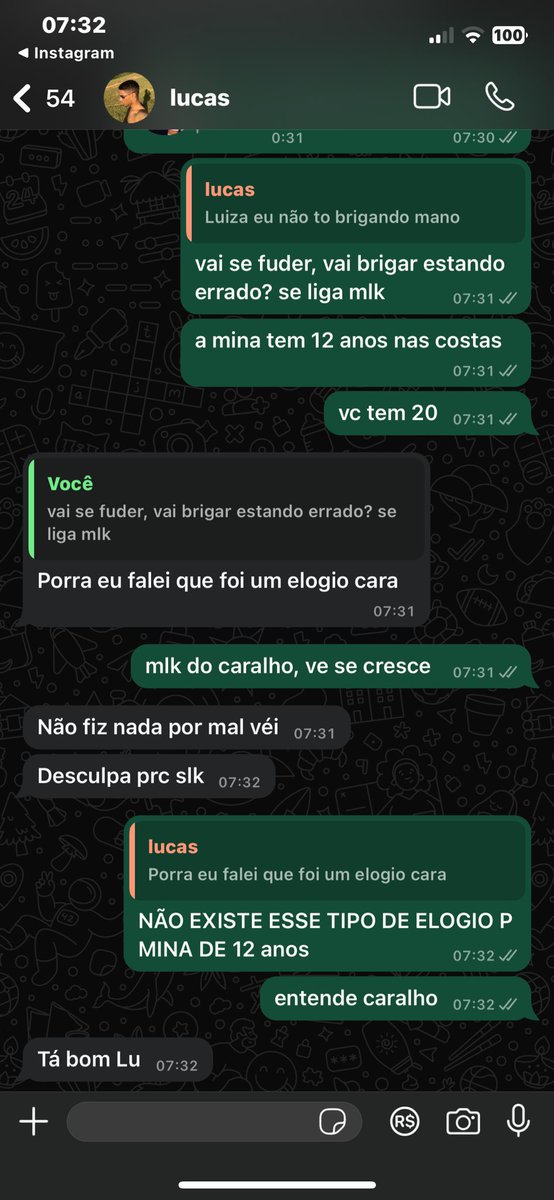 thinkspc's tweet image. meu ex de 20 anos mandando mensagem p minha irmã de 12 anos chamando ela de gostosa em plenas 6h da manhã 👏