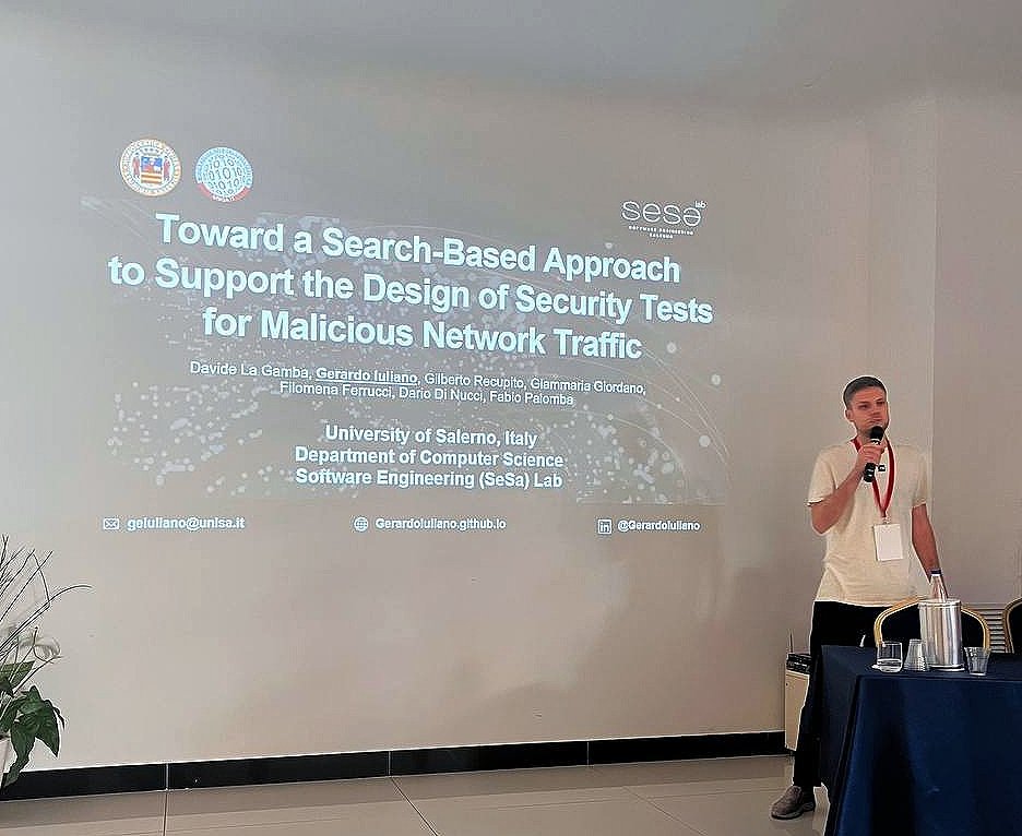 SECUTEWorkshop's tweet photo. @GerardoIulian0 presented his work about designing #SecurityTests using #GeneticAlgorithms! 

Check the abstract of the paper here 👉🏻  https://t.co/6z2sR9Spct https://t.co/SsPXQ6YzZW