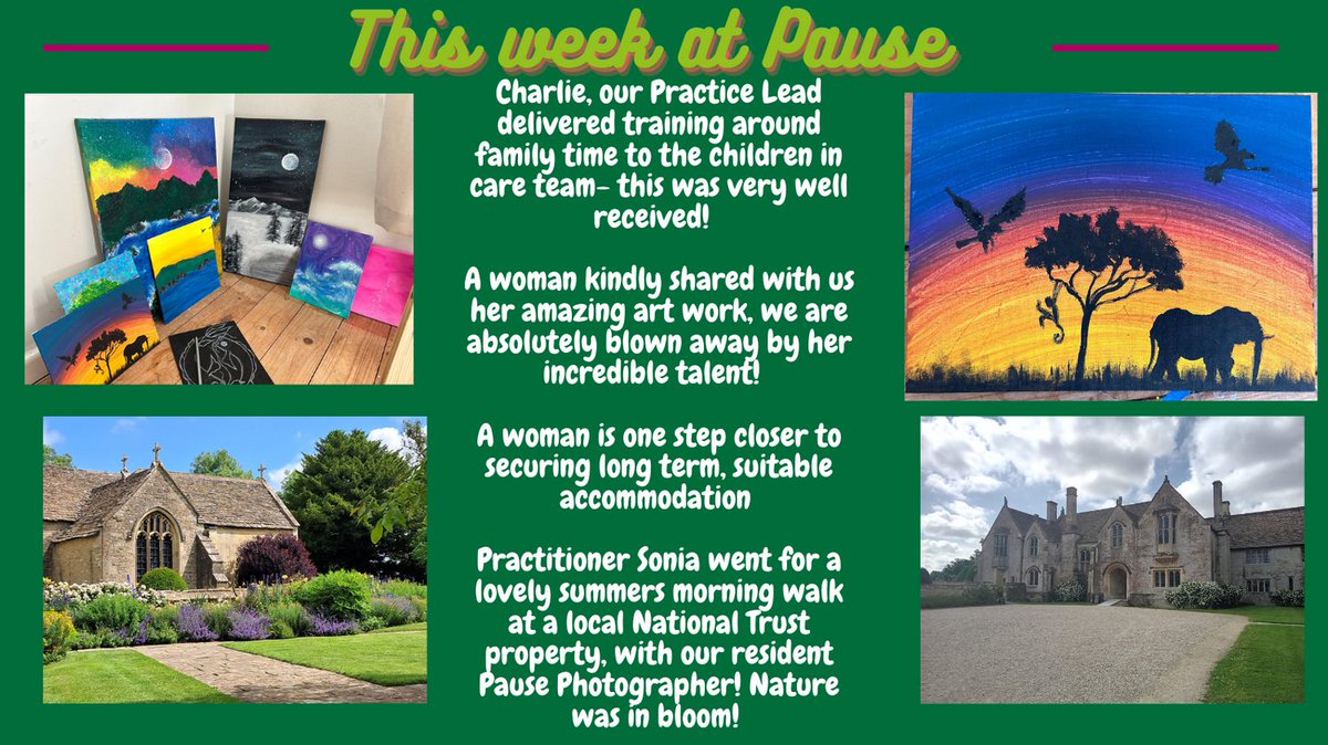 We've had a good week here at Pause Wiltshire. Charlie, our lead, delivered Family Time training to the Children in Care Team. Our resident Pause Photographer took some fab photos on a glorious summers day AND we had some amazing art work  shared with us! @wearewilts @summerdays