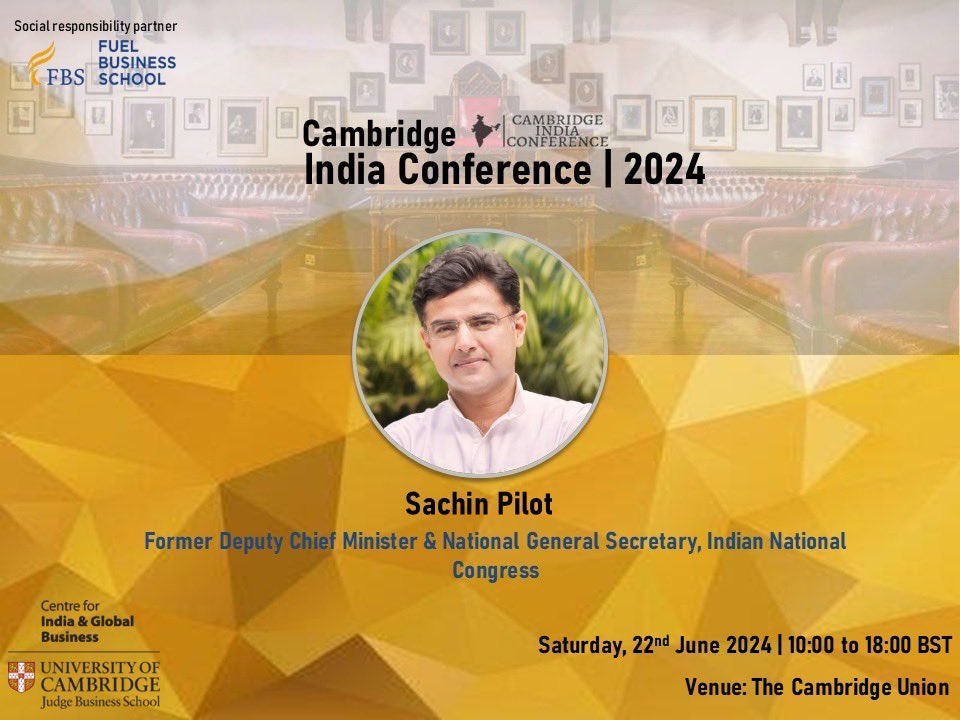 Will be attending the Cambridge India Conference, 2024 on Saturday, 22nd of June at 17:00 (UK Time). It will be interesting to be a part of the conversation around the theme of "India's Century" and I look forward to interacting with the bright young minds at Cambridge