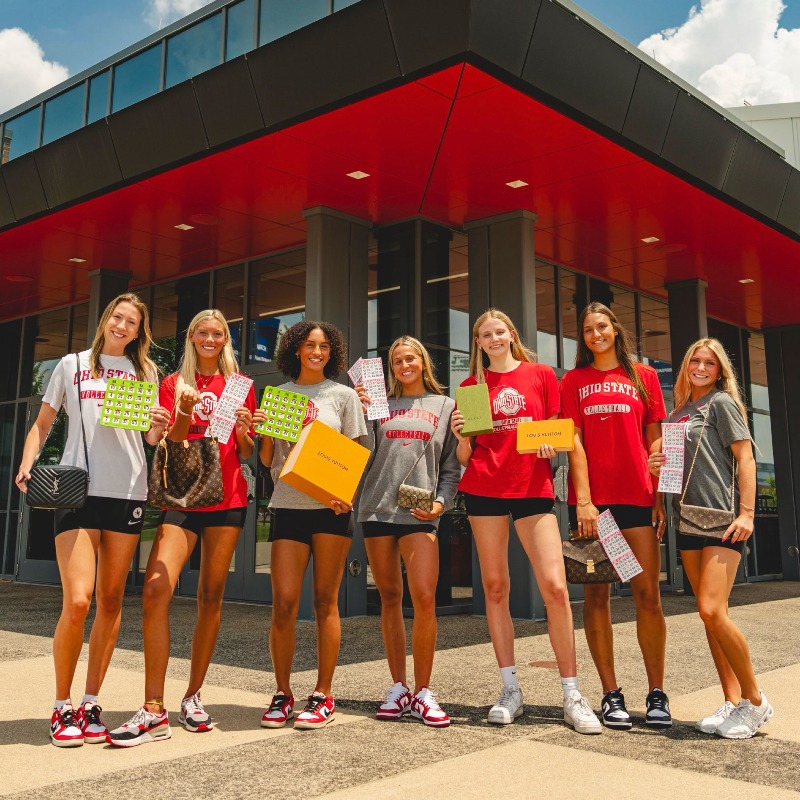 OhioStAthletics's tweet photo. ✨The first ever Ohio State Female only NIL event… Buckeye Bag BING-O-H! presented by @the1870society  👛

Come out and support @OhioStateWVB and @OhioStateWBB August 25th from 2-5pm in Covelli‼️