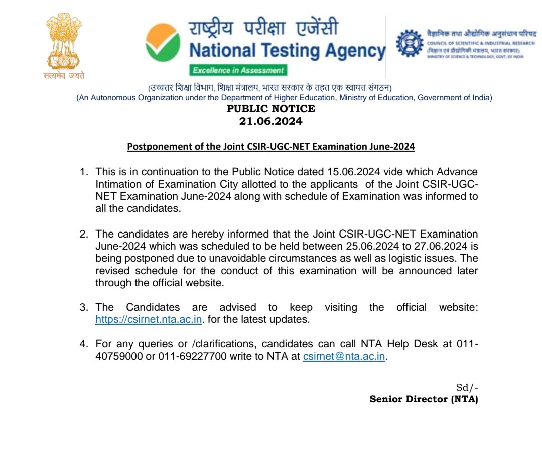 Dharmsi85555932's tweet image. Csir net postponed Exam 
#csirnetjrf
#Ugc