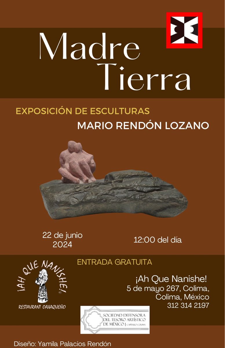 corresponsalia1's tweet photo. #Colima Cordial invitación a la inauguración de la exposición del escultor Mario Rendón Lozano, en el restaurante ¡Ah que nanishe! El sábado 22 de junio a las 12 horas. https://t.co/Ca1akSMPAM