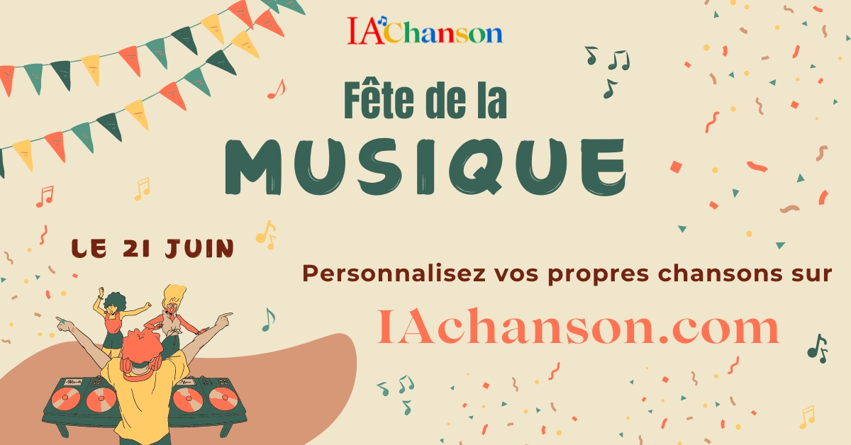 IAchanson's tweet photo. 🎉 LA FÊTE DE LA MUSIQUE APPROCHE À GRANDS PAS !
Célébrez cette journée spéciale en offrant une chanson unique créée par une Intelligence Artificielle pour vos événements marquants sur https://t.co/ELKsmpGwBJ
🎶 Notre récente chanson : https://t.co/9h2MAKSKNE
#IAchanson #IA https://t.co/PyVIhEHy5F