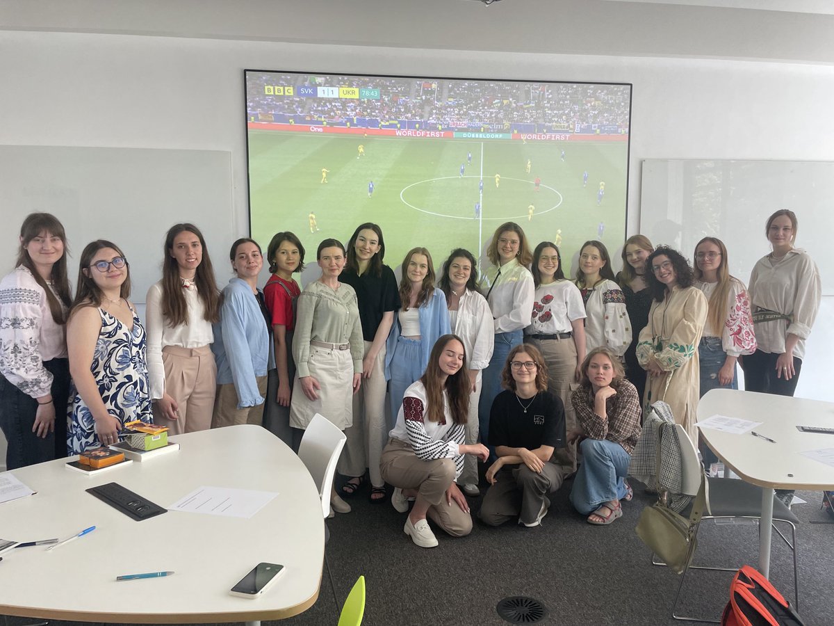 Historianwarw's tweet photo. Second Warwick Summer School with students from @UCU_University. Of course we are watching. Before and after the second Ukrainian goal. https://t.co/7nl0gcyzTw