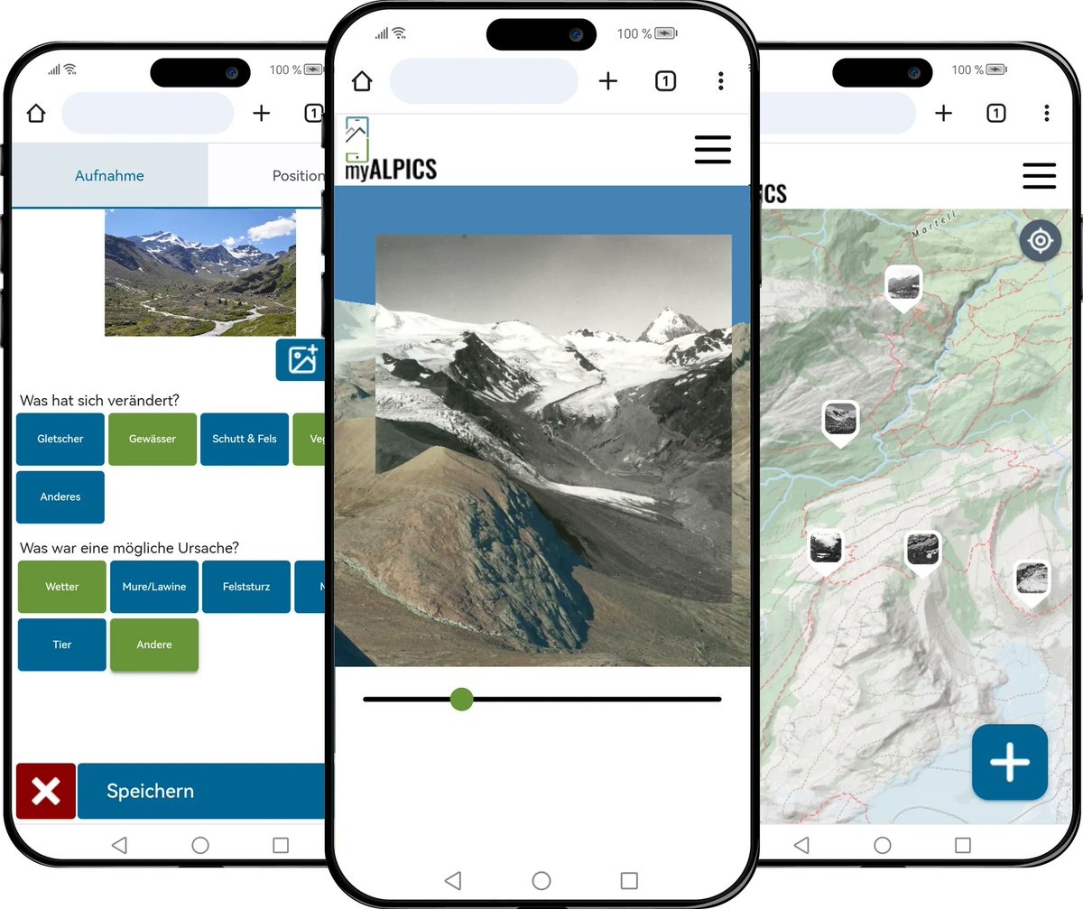 EuracAlpine's tweet photo. 📸Discover &amp; document #alpine changes with #myALPICS! 🤳This app developed by @tu_wien  &amp; our scientists uses your #smartphone to track #climatechange. 📲Capture and share your hikes to help us analyze transformations!  🌍#getinvolved🏔️ 

➡️detailed info: https://t.co/LNaAeO4VxB https://t.co/YVVsI5BWGL