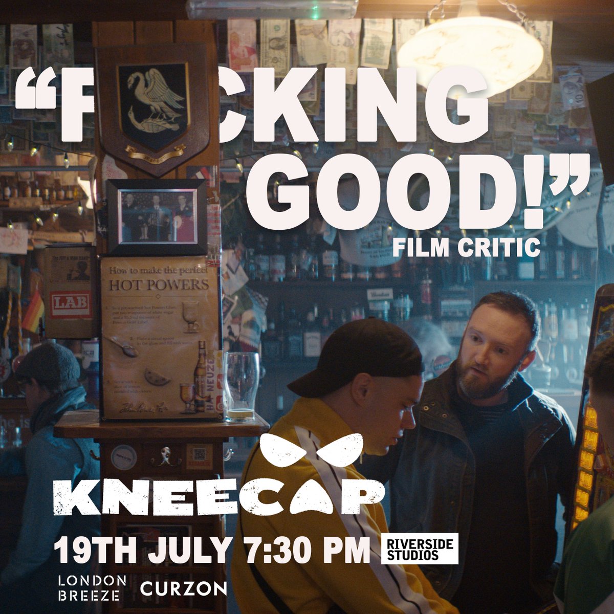LondonBreezeFF's tweet photo. Summer Breeze turns into a tornado as we preview the hottest film of the year! See KNEECAP + cast q&amp;a + pop-up Gaeltacht 19 July 7.30 @RiversideLondon https://t.co/1w4oaThTq0 #kneecap #kneecapfilm #irishfilm #asgaeilge #irishlanguage @CurzonFilm @wildcarddistribution @CnaG_LDN https://t.co/K6vt3tdPGd