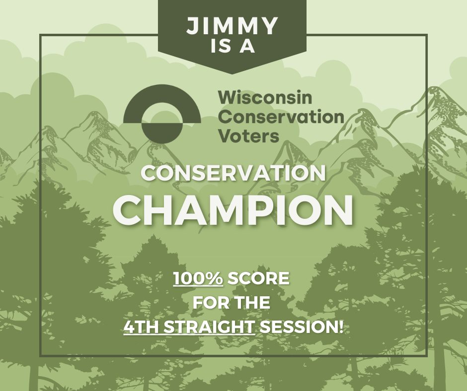Jimmy Anderson (@rep_jimmy) on Twitter photo Beyond proud to be named a <a href="/WIConservation/">Wisconsin Conservation Voters</a> Champion, and receive a 100% rating for the 4th straight session!
I will continue fighting to protect the environment as long as I am in the legislature. Beyond proud to be named a <a href="/WIConservation/">Wisconsin Conservation Voters</a> Champion, and receive a 100% rating for the 4th straight session!
I will continue fighting to protect the environment as long as I am in the legislature.