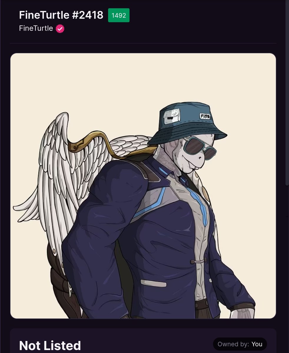 Krish 💫 (@krishnftlover) on Twitter photo <a href="/FineTurtleNFT/">FineTurtle</a> #2418 let's go 🦾
The reveal is dope than expected 🤯🤯 .. iam going crazy with the wings 🪽
Now let's build community 🙌🎖️
Let's go .. 1 ETH floor 😎😎 .. soon ...
#nft #fineturtle #epic <a href="/FineTurtleNFT/">FineTurtle</a> #2418 let's go 🦾
The reveal is dope than expected 🤯🤯 .. iam going crazy with the wings 🪽
Now let's build community 🙌🎖️
Let's go .. 1 ETH floor 😎😎 .. soon ...
#nft #fineturtle #epic