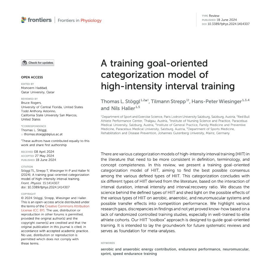 Tatopek1's tweet photo. 🆕"This HIIT approach was designed to guide goal-oriented training: HIIT &amp; their training effects on various metrics of endurance, sprint &amp; repeated-sprint performance still bare various open questions"
👉T. Stöggl @Nils__Haller et al, 2024
📂Open Access: https://t.co/OXFg52DIi8 https://t.co/ElLvycST6V