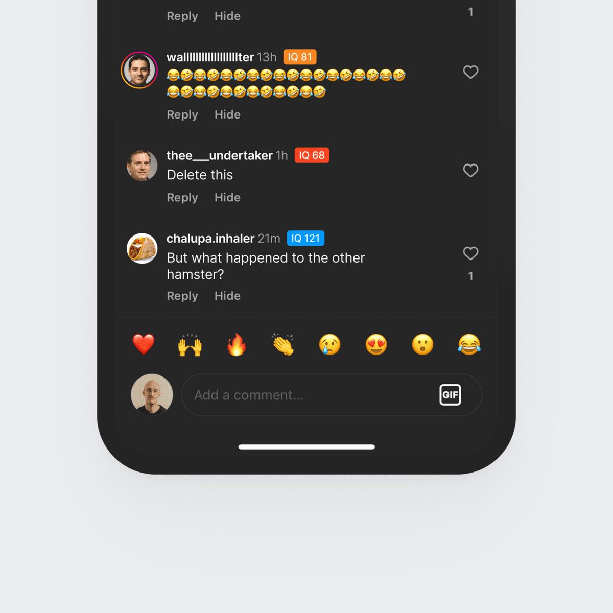 Instagram see a commenter's IQ