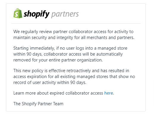khkesav's tweet photo. @Shopify could you create a new list, similar to "Archive," for expired collaborator access? This would allow us to quickly request access with previous permissions. 90 days is too short, especially for clients who only need changes 1-2 times a year.

#shopify #shopifypartner https://t.co/IIVRTdxWop