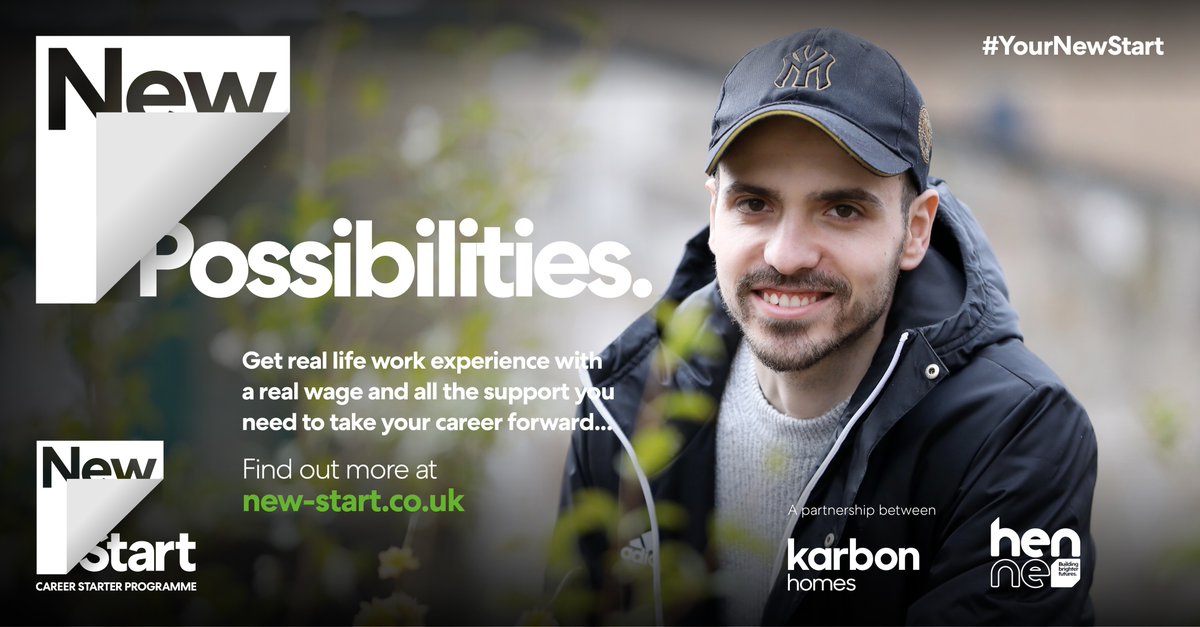We’re excited to launch New Start. We have 30 career starter roles available exclusively for social housing customers of <a href="/KarbonHomes/">Karbon Homes</a>, @NewsfromYHN and <a href="/BerniciaGroup/">Bernicia</a>.

Apply now at orlo.uk/yKmQ6 

#YourNewStart #NewStartCareers