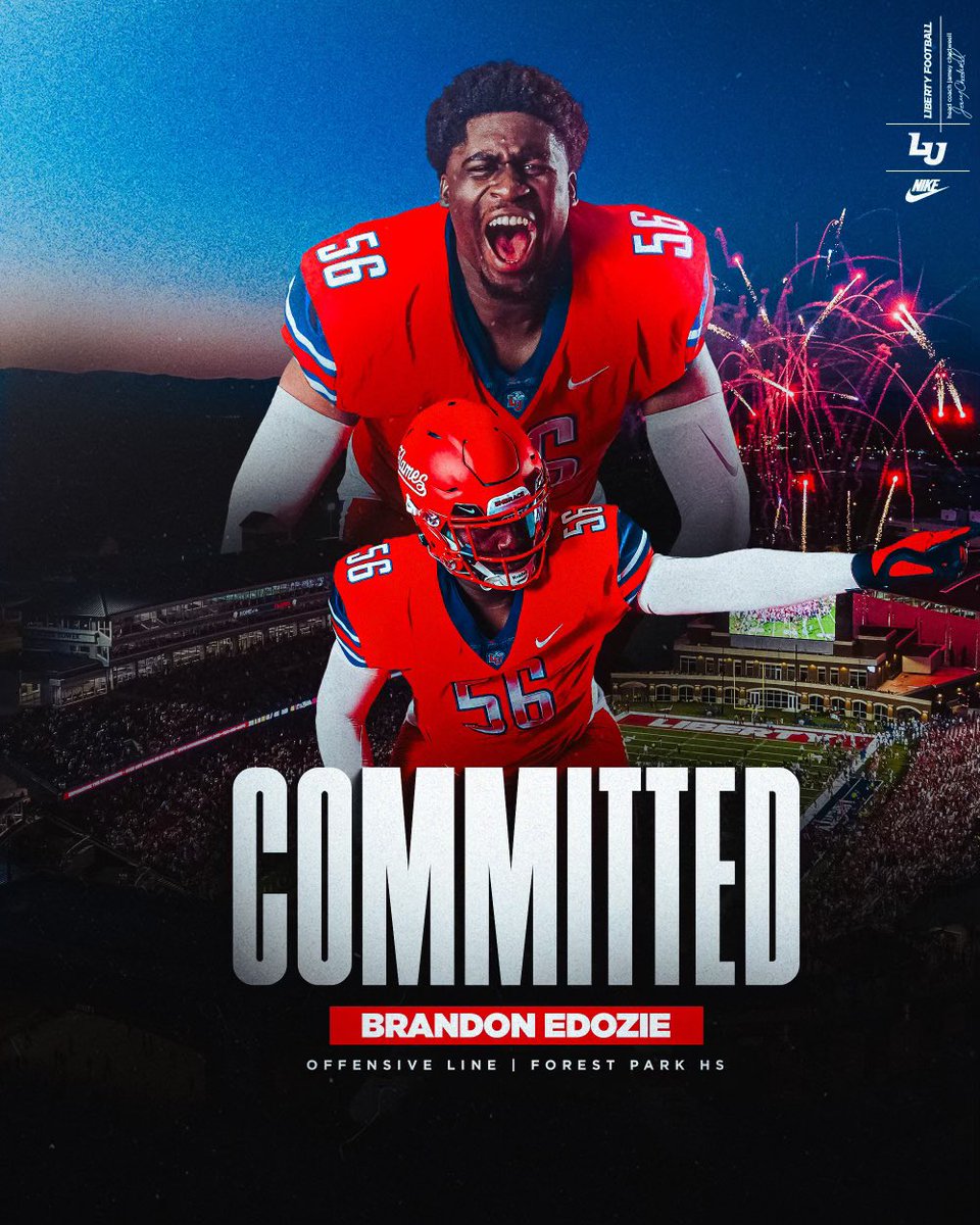 Brandon Edozie (@brandonedozie) on Twitter photo 1000% COMMITTED!!❤️💙🔥🔥
#AGTG <a href="/Coach_D13/">Devon Doyle</a> <a href="/CoachNateHope/">Nate Hope</a> <a href="/coachbilldurkin/">Bill Durkin</a> <a href="/CoachChadwell/">Jamey Chadwell</a> <a href="/LibertyFootball/">Liberty Football</a> <a href="/JohnRobinette13/">John Robinette</a> 1000% COMMITTED!!❤️💙🔥🔥
#AGTG <a href="/Coach_D13/">Devon Doyle</a> <a href="/CoachNateHope/">Nate Hope</a> <a href="/coachbilldurkin/">Bill Durkin</a> <a href="/CoachChadwell/">Jamey Chadwell</a> <a href="/LibertyFootball/">Liberty Football</a> <a href="/JohnRobinette13/">John Robinette</a>