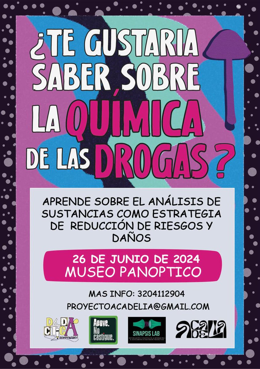 red_sinapsislab's tweet photo. Nos vemos en #ibague en el marco de las actividades de la semana internacional de #ApoyeNoCastigue Presentación del Nodo Tolima, Servicio de Análisis de Sustancias Psicoactivas, convocatoria para recibir formación en reducción de riesgos y daños y mucho más. https://t.co/OdCKORtIXx