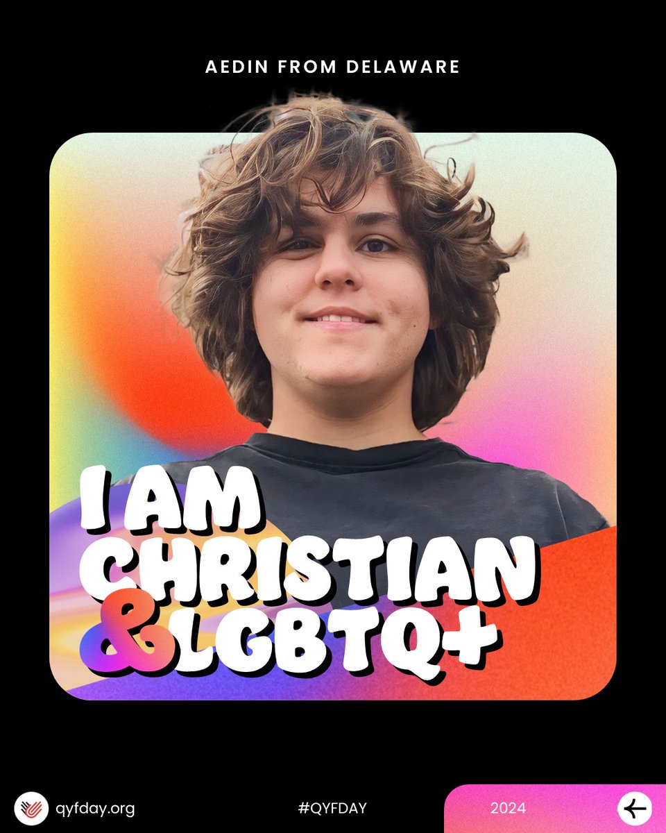 🌈✨ Nine days until Queer Youth of Faith Day! ✨🌈

Today, we celebrate the authenticity of this queer youth from our 2024 QYF National Essay Contest. 🌈

This is "Learning to Love Thy Neighbor and Thyself" by Aedin McKenna (any pronouns)
Read 👉 instagram.com/beloved_arise