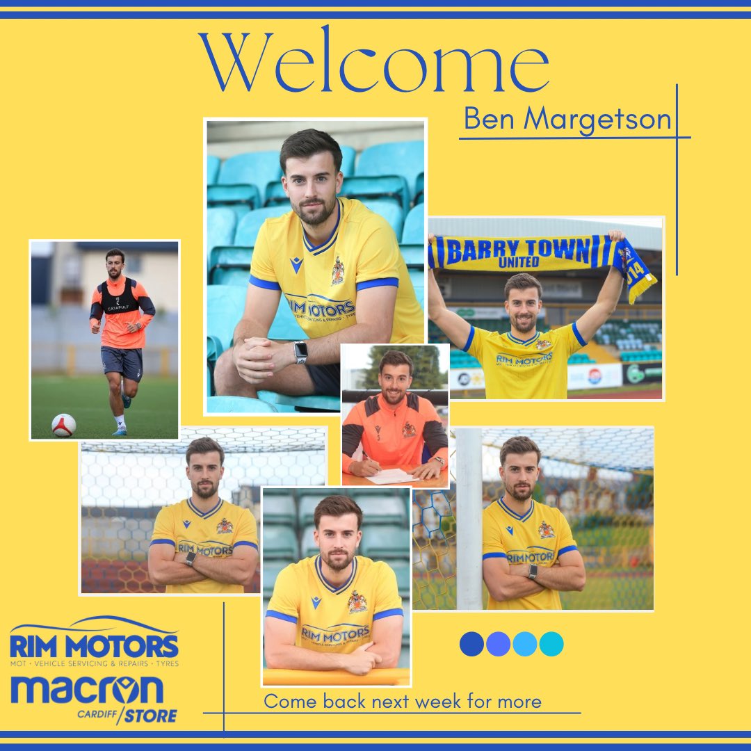 Gram𝐌𝐚𝐫 𝐆𝐞𝐭 𝐒𝐨𝐧gwriters feeling green😉

Barry Town United are delighted to announce our 3rd signing of the summer 

Ben joins having played last season at Pontypridd United &amp; boasts Cardiff/Swansea among his former clubs

Read more on Ben here👇
barrytown.co.uk/ben-margetson-…