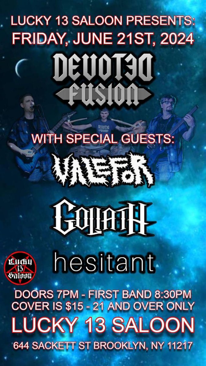 BROOKLYN!  Come down to Lucky 13 and start your summer with RIFFS.