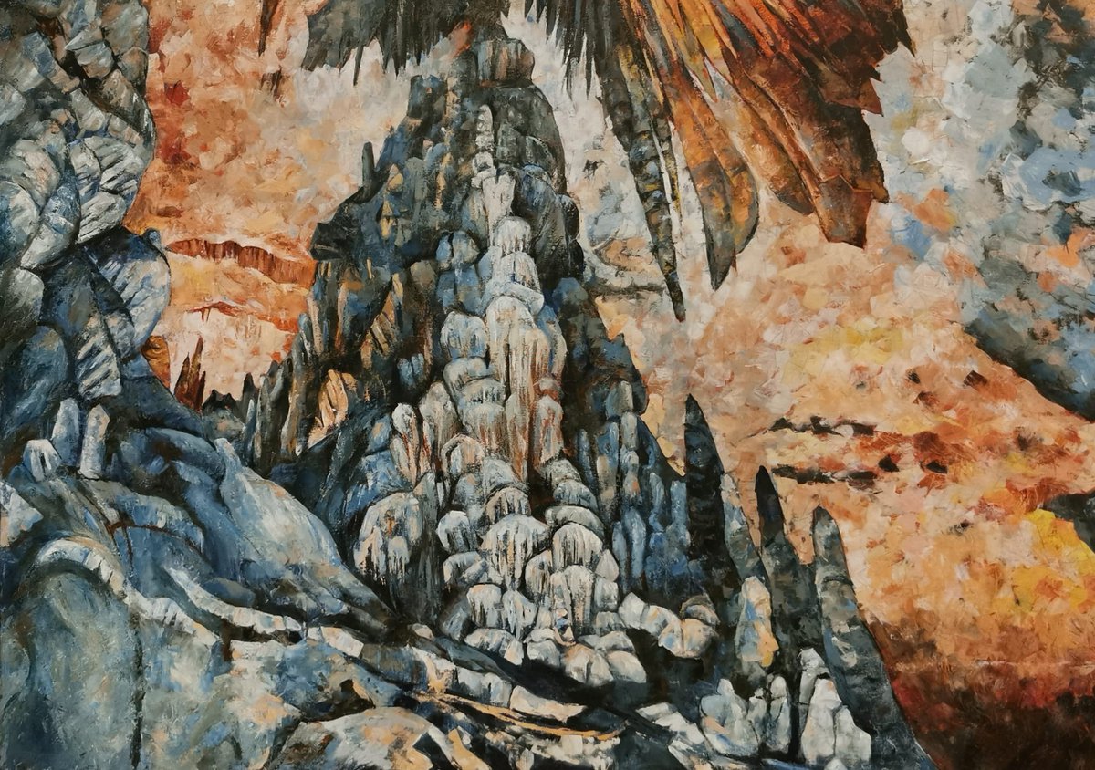 LucjaRadwan's tweet photo. #lucjaradwan #artist #kunst #oilpainting #interiordesign #austria #gemälde #ölbild #paintings #interiordesign #austria #walldesign #rendering #darstellung #art #individuality #contemporary #modernart, Divaski Jama, Lucja Radwan, Acryl auf Leinwand 100x140 https://t.co/X3RDhsNglA