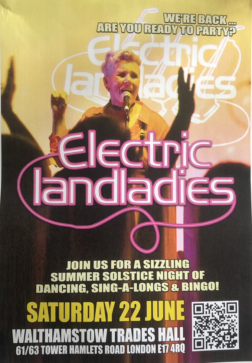 ELECTRIC LANDLADIES tomorrow!
Forget Stonehenge join London’s finest musical time travellers as they celebrate. Summer Solstice Dance Party Walthamstow Trades SAT 22 JUNE #e17