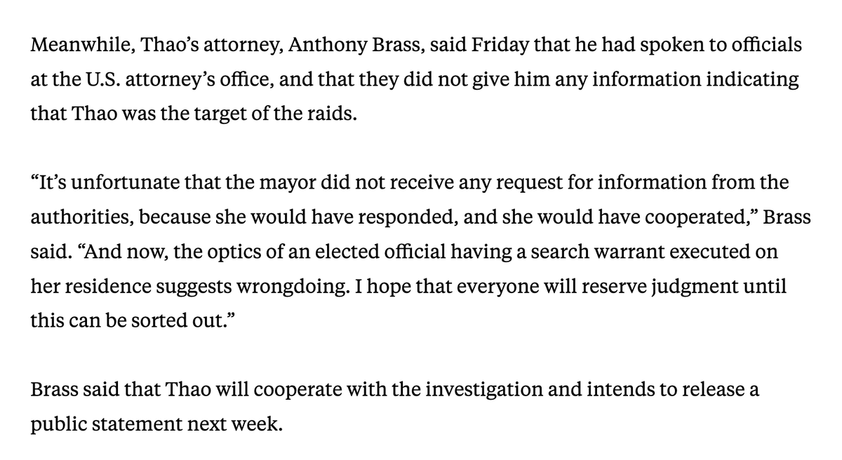 NEW:

First word from Oakland Mayor Sheng Thao's camp comes not from her but her new attorney — former San Francisco and U.S. prosecutor Tony Brass.

By <a href="/E1izabethWilson/">Elizabeth Wilson</a> and <a href="/rachelswan/">Rachel Swan</a> 

sfchronicle.com/crime/article/… via <a href="/sfchronicle/">San Francisco Chronicle</a>