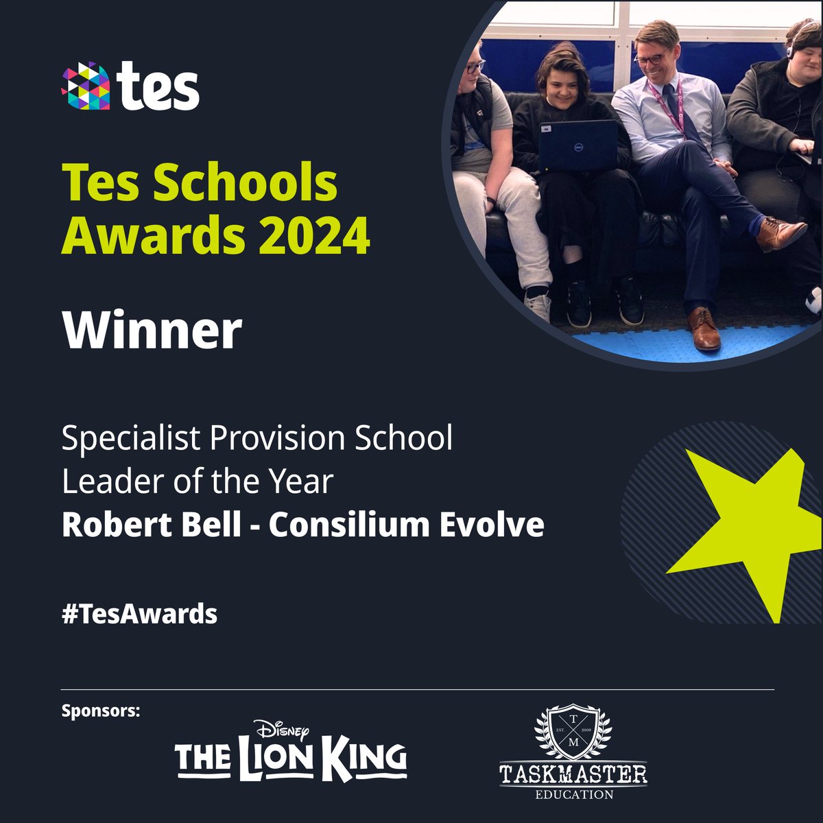 Tes for Teachers (@tesforteachers) on Twitter photo Well done to Robert Bell <a href="/ConsiliumEvolve/">ConsiliumEvolve</a> for winning Specialist Provision School of the Year, fantastic work ๐ #TesAwards Well done to Robert Bell <a href="/ConsiliumEvolve/">ConsiliumEvolve</a> for winning Specialist Provision School of the Year, fantastic work ๐ #TesAwards
