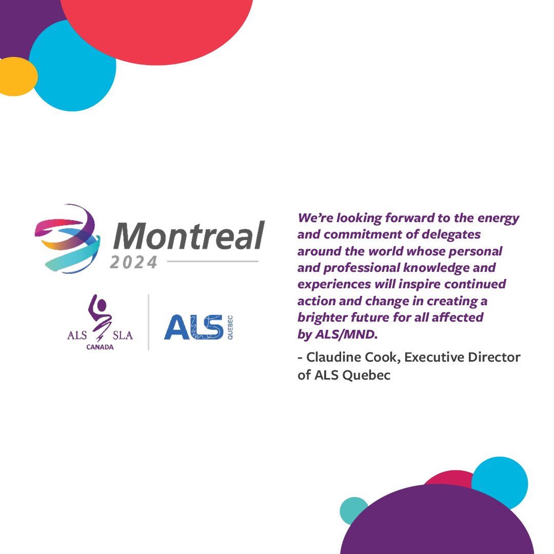 June 21 is Global ALS Awareness Day, also known as Lou Gehrig's disease. We are proud to announce the holding of 3 global meetings, in collaboration with @alscanada, which will take place in Mtl in December. 
tinyurl.com/uvxwdmbk
#alsmndsymp #ALSMNDWithoutBorders
