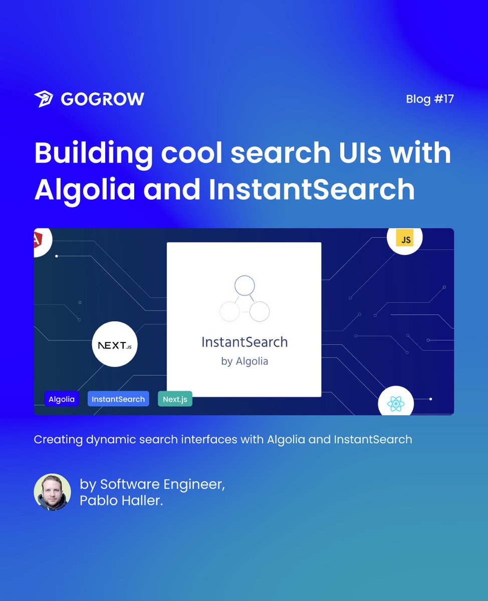 gogrow_dev's tweet image. Curious about how to create a blazing fast, user-friendly search interface? In our latest #blog article, Pablo  Haller, Engineering Lead at @gogrow_dev, dives into using #Algolia and #InstantSearch to seamlessly organize and display content. 👉 bit.ly/3KVR4sA