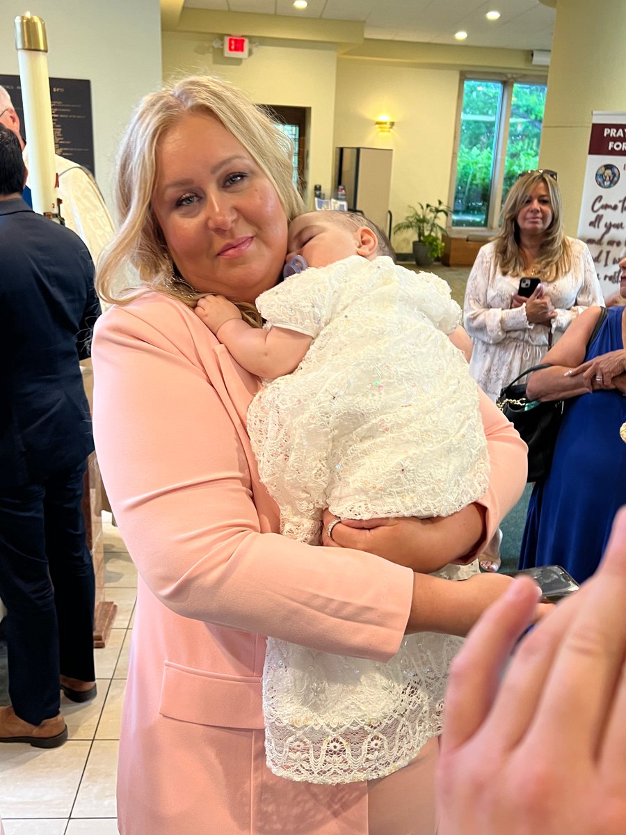 Olivia Rose Garber received the Sacrament of baptism on June 9, 2024. Pictured with her parents, Drake Garber &amp; Alyssa Ferry, godparents Kyle Garber &amp; Leslie Boless and Deacon Pat Bruen.