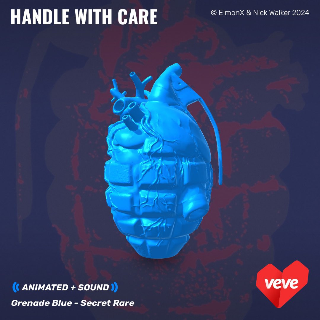ComicsandCrypto's tweet photo. 🚨BREAKING🚨

There is a chase for the Nick Walker’s Handle with Care series on @veve_official! 

LIMITED to only 20 public editions, the blue Grenade will also be phygital, which can be redeemed world wide. 

According to the article, “those Collectors who secure this Grenade Blue - Secret Rare digital collectible ON THE DROP will be contacted for shipping information in order to deliver your special  AP Grenade Blue physical print created by Nick Walker. Ships internationally.”