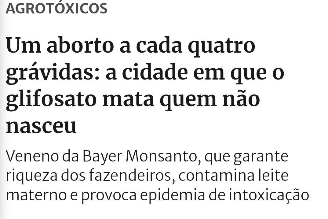 Adrieli_S's tweet photo. A bancada evangélica não se preocupa com fetos e eu posso provar:
Há uma forte correlação entre abortos espontâneos (de GRAVIDEZ PLANEJADA) com o uso do agrotóxicos, em especial o glifosato.

Alguém já viu alguém da bancada evangélica preocupada com esses fetos desejados? https://t.co/mwEruE2ULE