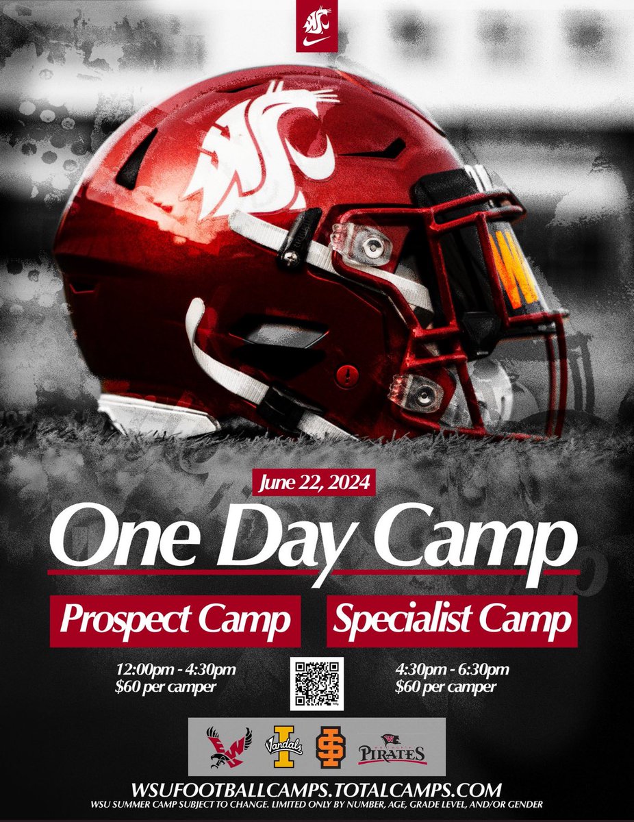 1️⃣❗️Day until camp. Registration is still open. Come on down &amp; COMPETE. #GOCOUGS <a href="/WSUCougarFB/">Washington State Football</a> <a href="/daiyan_henley11/">THE RANGER</a>