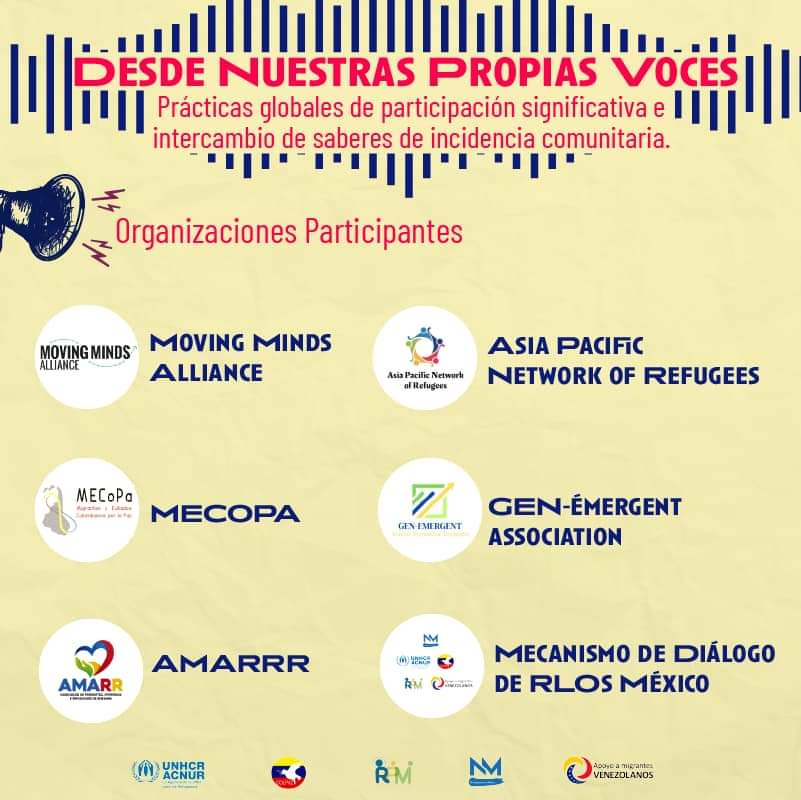Como parte del mecanismo de diálogo entre organizaciones lideradas por personas refugiadas y el <a href="/AcnurMexico/">ACNUR México</a> , les invitamos a sumarse a este foro, dónde personas refugiadas de todo el mundo compartirán sus experiencias en la incidencia comunitaria.
👇 bit.ly/DesdeNuestrasP…