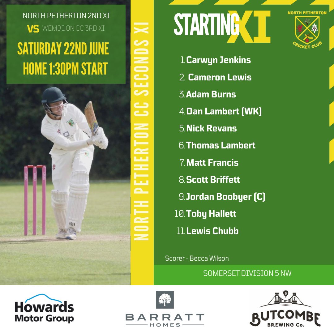 North Petherton CC (@northpethycc) on Twitter photo TEAM NEWS 👀🏏
1ST XI away to <a href="/BridgyCC/">Bridgwater CC</a> 2nd XI at the Parks
2ND XI home to <a href="/wembdoncc/">Wembdon Cricket Club</a> 3rd XI at Heathfield Park, bar is open 🍺 TEAM NEWS 👀🏏
1ST XI away to <a href="/BridgyCC/">Bridgwater CC</a> 2nd XI at the Parks
2ND XI home to <a href="/wembdoncc/">Wembdon Cricket Club</a> 3rd XI at Heathfield Park, bar is open 🍺