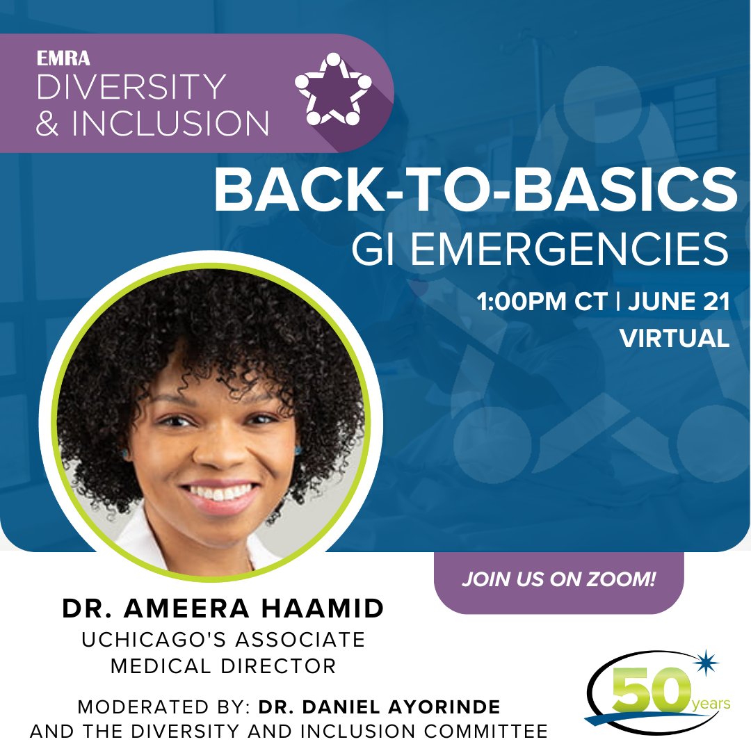 📣  Please join the Diversity &amp; Inclusion Committee TODAY at 1pm Central for a Back to Basics talk on GI emergencies. It's not too late....register now!

Register here 👉 bit.ly/4eBlr4Q