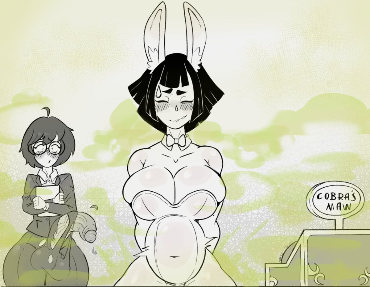 Vel and Wendy greet some guests as they make their arrival at the resort's front desk. Seems Vel wasn't expecting so many to show up while she was trying to blow off some steam... Hopefully they don't mind the smell, Wendy doesn't.

🎨: <a href="/_ButterKnife_/">ButterKnife🔞</a>