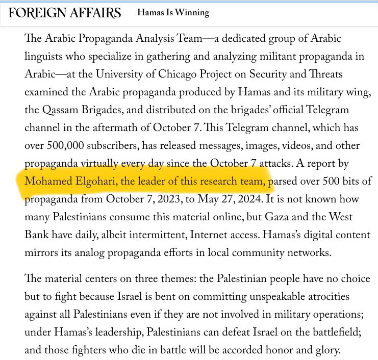 MohElgohari's tweet photo. Months of intensive work tracking and analyzing Hamas's propaganda have been featured in Foreign Affairs.
Leading this research has been challenging.
Stay tuned for the full article.
#Research #ForeignAffairs #PropagandaAnalysis #SecurityStudies #UniversityofChicago https://t.co/vwgSJo8pyk