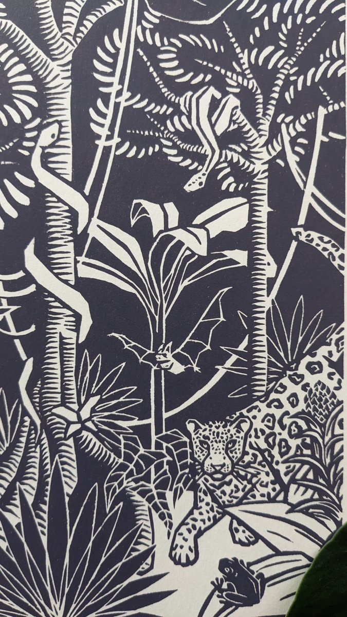Closing this week by featuring the third piece in the series: 'AMAZONIA', aiming to capture the vibrancy and mystery of life under a #tropicalforest canopy at night

Available from my shop:
chiaramensaart.etsy.com/listing/168155…

#linocut #originalprints