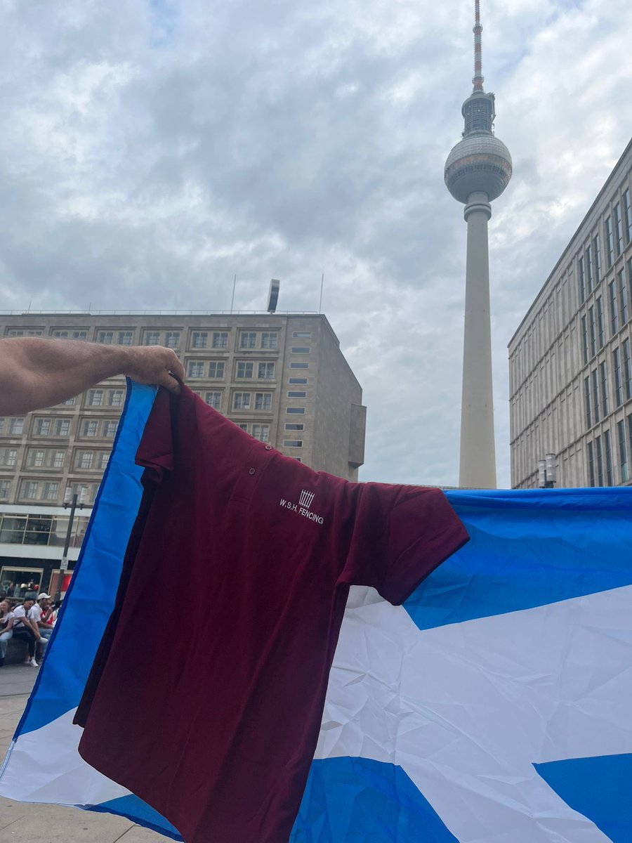 WSH Fencing having a “ball” supporting Scotland at the Euros… pictured here at the Berlin Tv Tower! 🍻 🏴󠁧󠁢󠁳󠁣󠁴󠁿 #EURO2024 #scotland #football #cheers #ontour