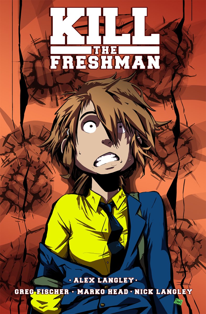 RocketLlama's tweet image. Help us reach our goal during the FINAL 24 HOURS OF THE KICKSTARTER: kck.st/4bR00uI 
TLDR: Kill the Freshman is a manga-inspired action comedy set in a high school where the upperclassmen have superpowers and the freshmen are their unwilling playthings. HELP FUND VOL.2!